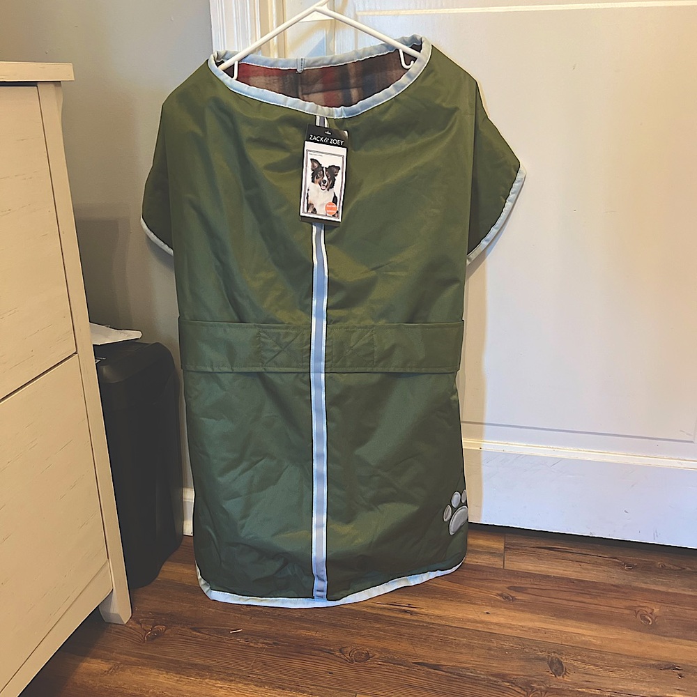 XXL Dog Coat.  Army Green. Reversible and reflective.